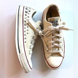 Converse all star studded Cream Canvas Sneakers punk 9